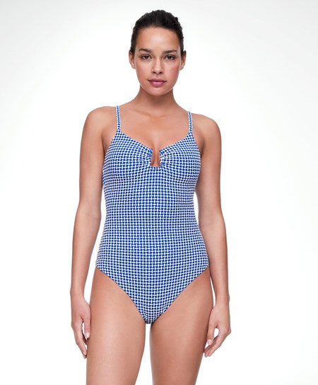 Oysho Ditsy Geometric U-notch Neckline Swimsuit Blankyt | 312846-TYQ